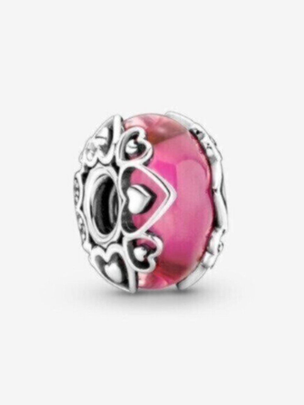 Pandora Pink Heart Accent Murano Glass Charm